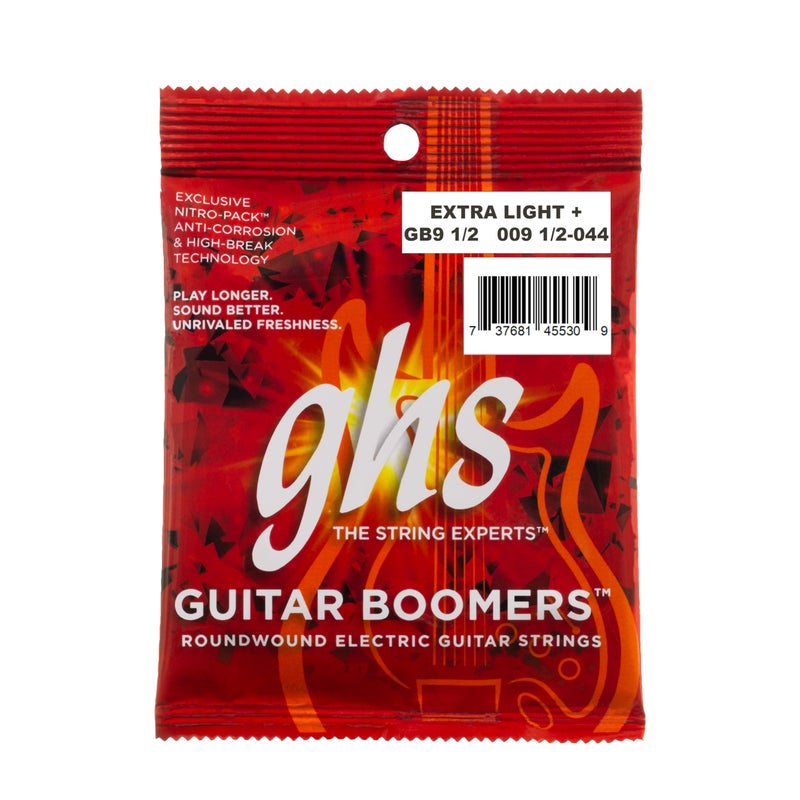 GHS Strings, GB9 1/2 Boomers, Nickel Plated Steel Electric Guitar Strings, Legendary Strength, Consistent Intonation, Long Lasting Brightness, Tone & Sustain. For 6-String Guitar, 9.5-44, XLT+ Gauge - Image 1